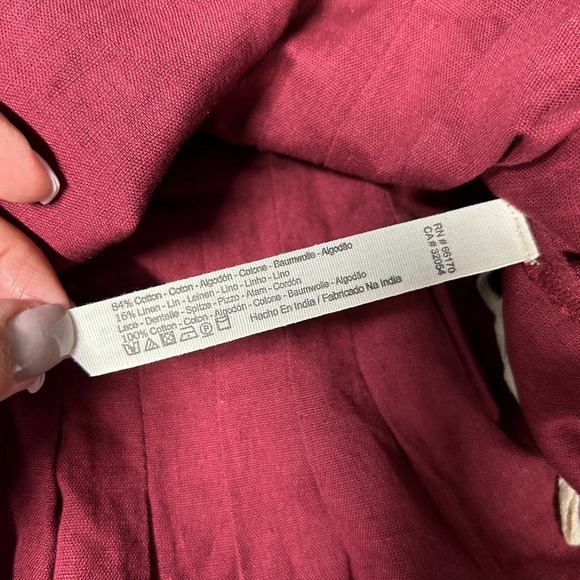 Free People Womens V-Neck Ruffle Trim 3/4 Sleeve Button Front Cropped Top S - Picture 8 of 10